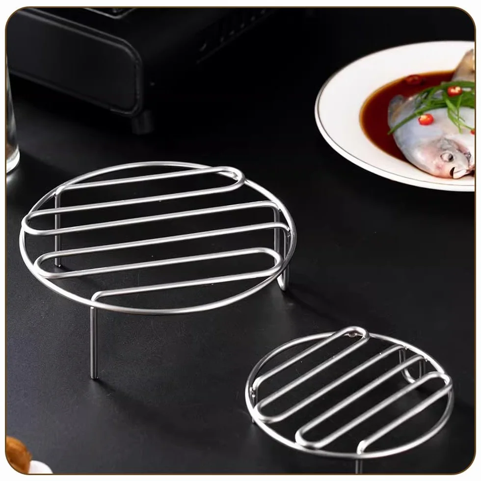 Grille de Refroidissement en Acier Inoxydable Rond 2 Pièces pour Cuisson et Rôtissage