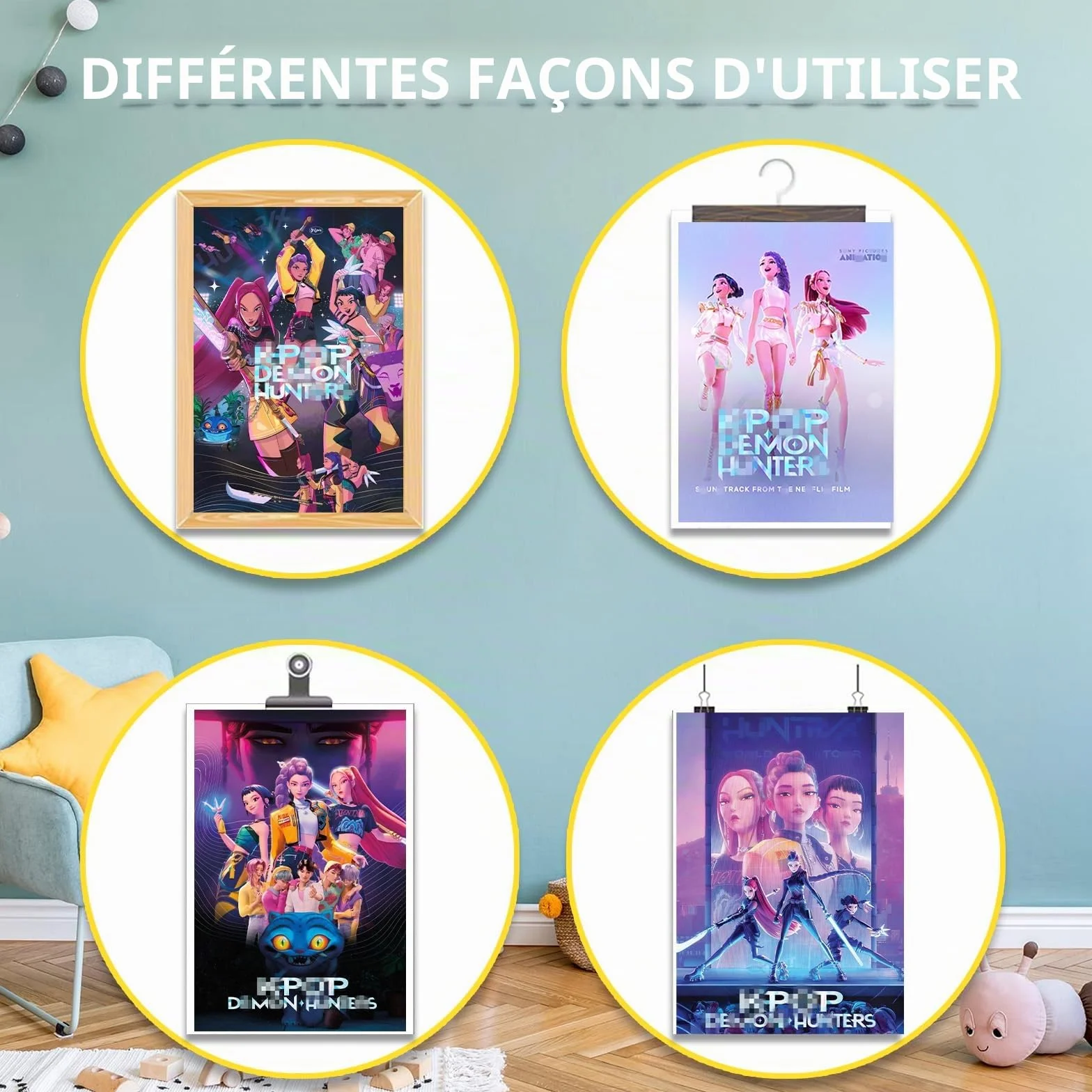 MODEQQ 4 Pièces Affiche Decoration Murale Huntrs Photo Toile Poster Tableaux 21X30 cm