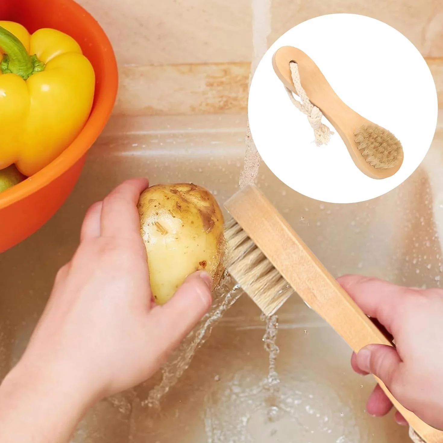 Brosse à Légumes 5 Pièces Poignée Ergonomique pour Nettoyer Légumes Fruits Ustensiles