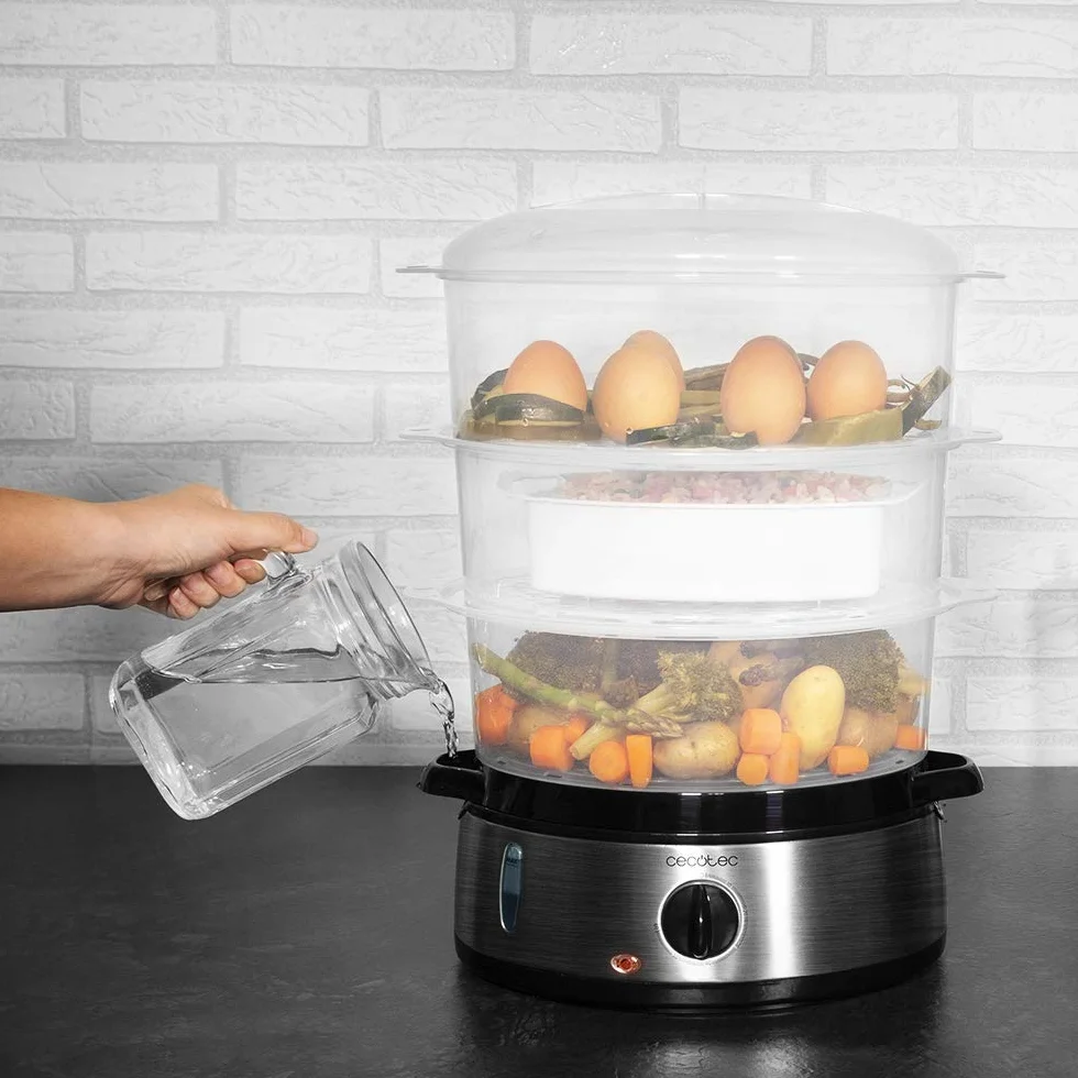 Cecotec Cuiseur à Vapeur Vapovita 3000 INOX 800 W 3 Paniers Minuterie 60 Min