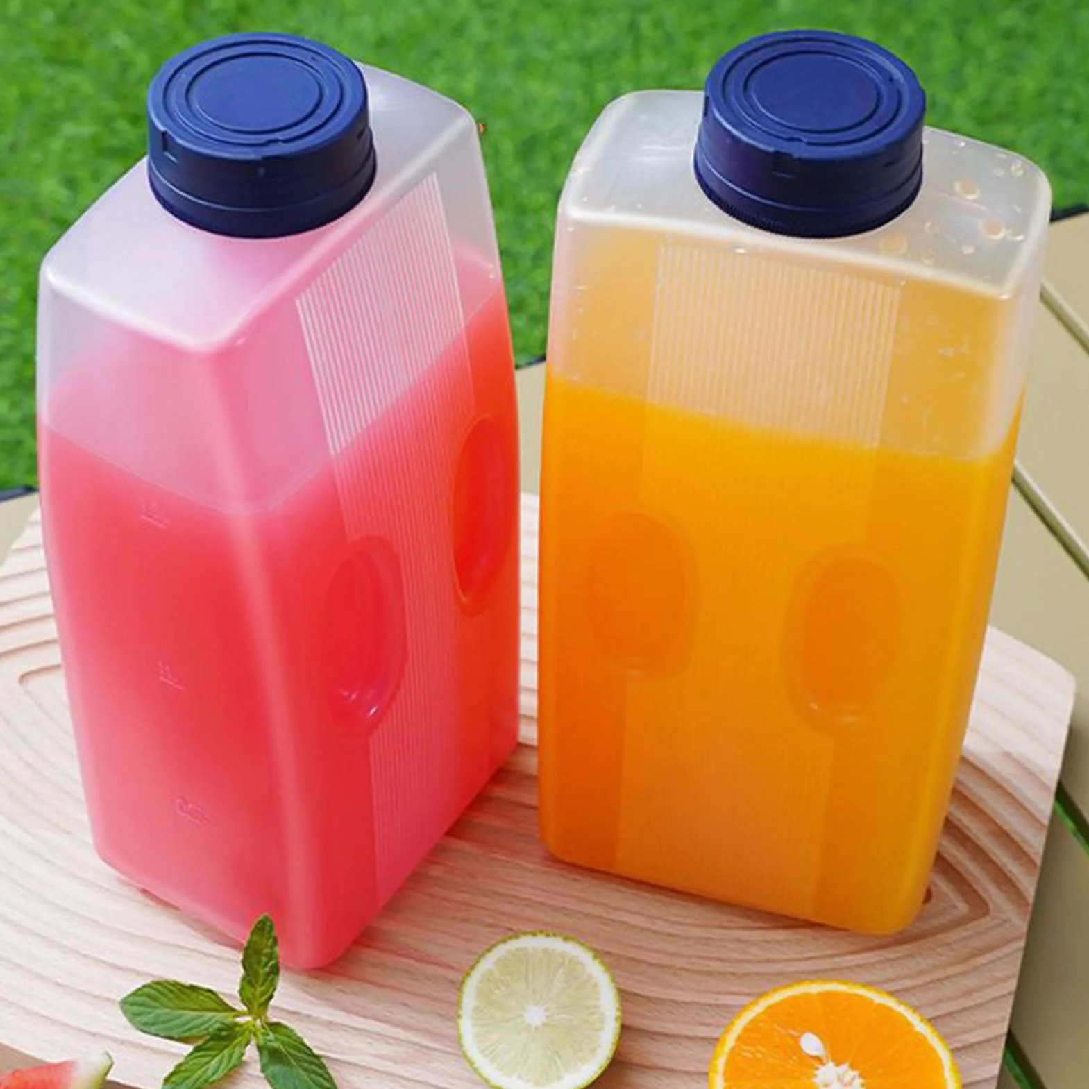 Bouteille en verre réutilisable 2L avec échelle pour jus, thé glacé, café, lait - distributeur de boissons étanche