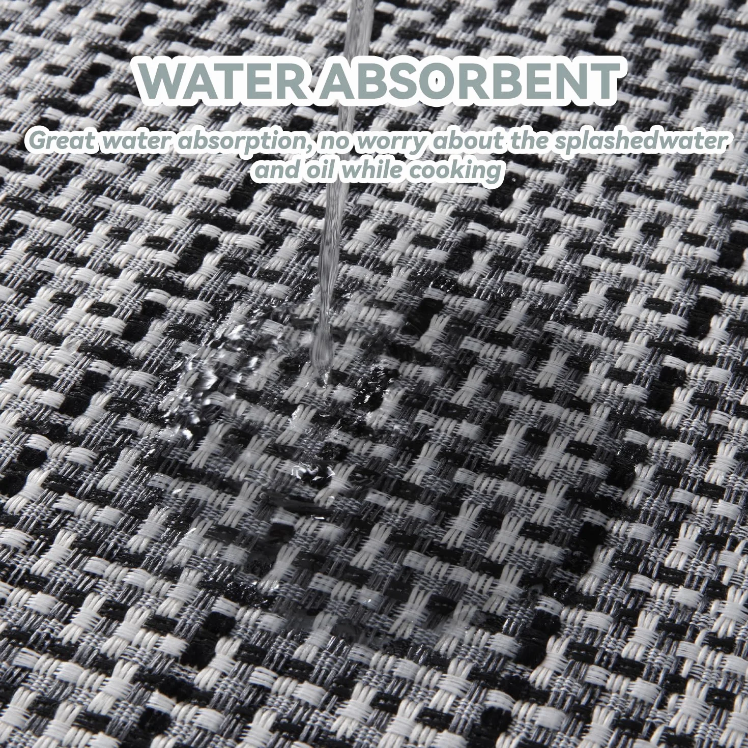 SIXHOME Tapis de Cuisine Antidérapant en Caoutchouc Lavable en Machine Absorbant Noir 50x80+50x150cm