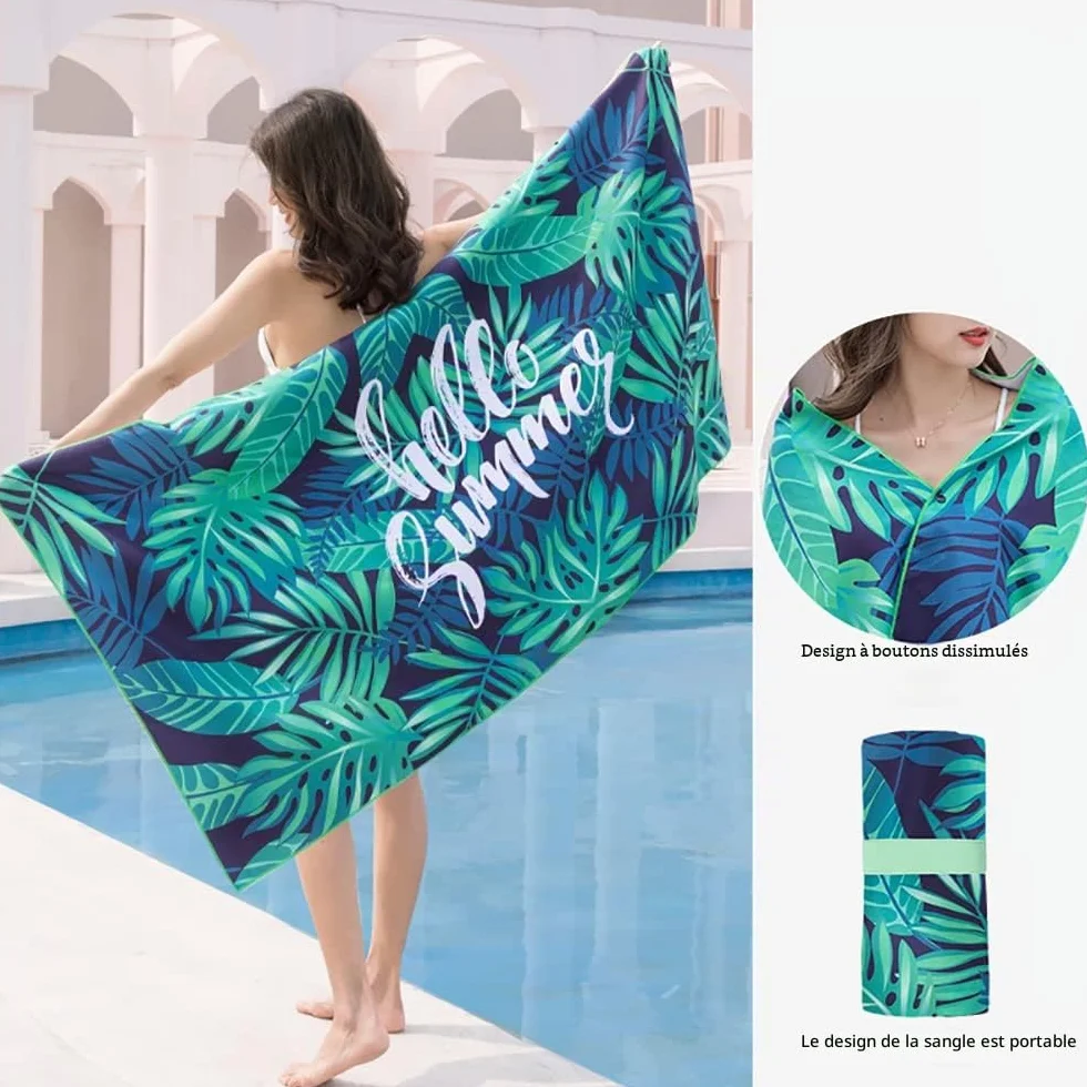 Serviette de Plage en Microfibre Anti Sable 160x80cm Grande Couverture