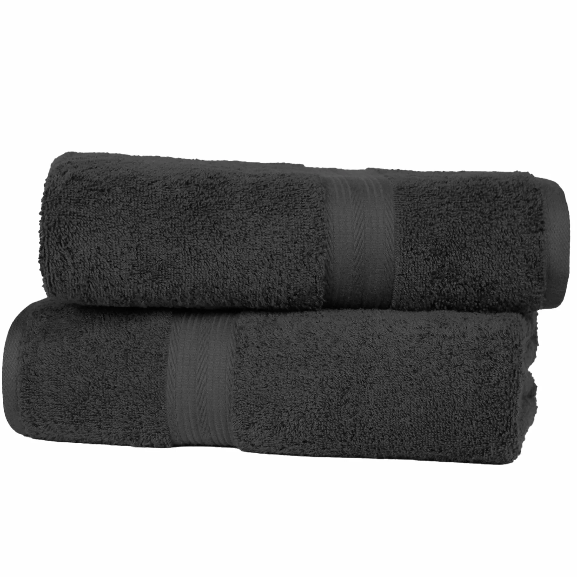 Amazon Basics Drap de Bain Grande Taille 100% Coton Anti-décoloration 70 x 140 cm Noir Lot de 2