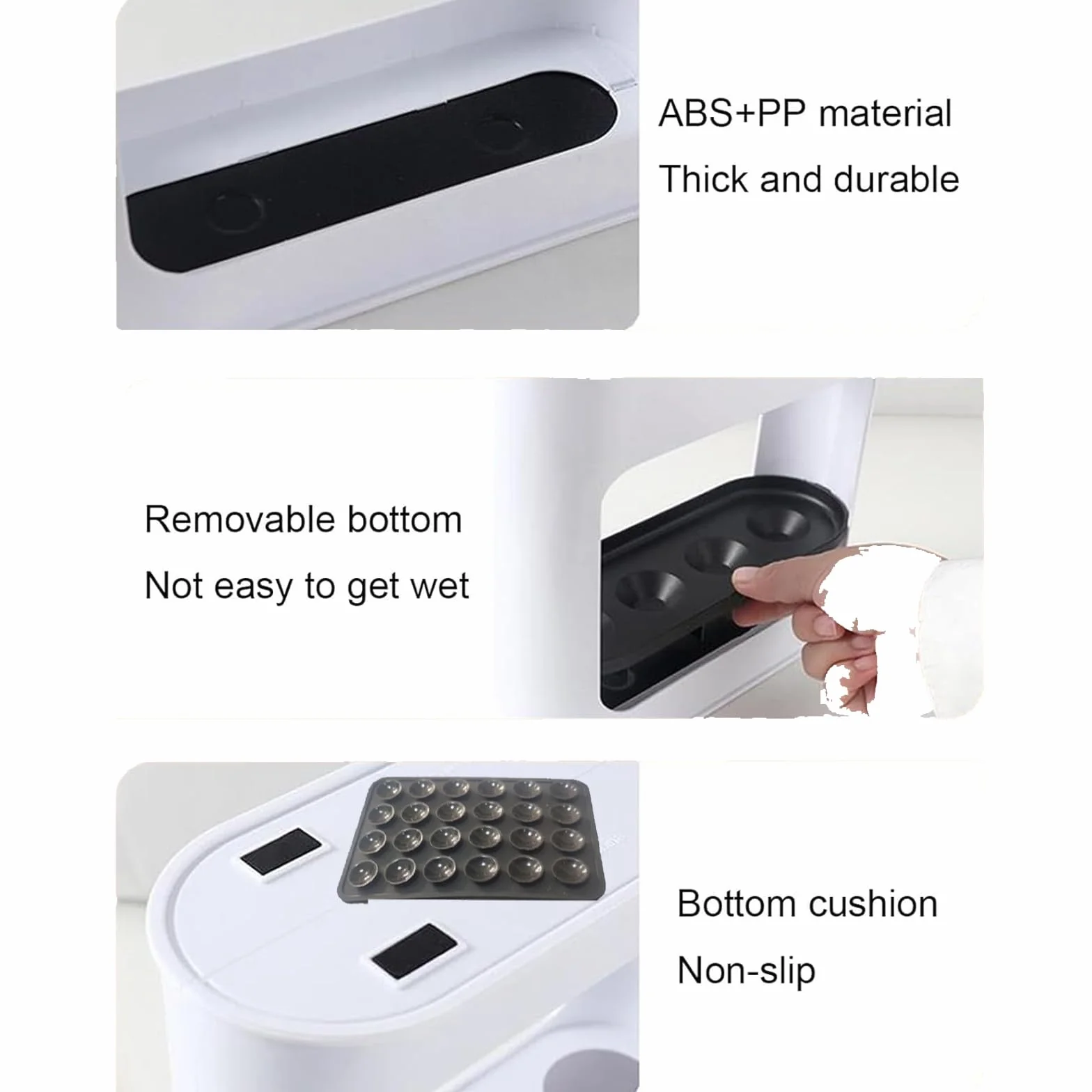 Porte-parapluie blanc avec ventouse silicone anti-basculement bac égouttement amovible 4 fentes