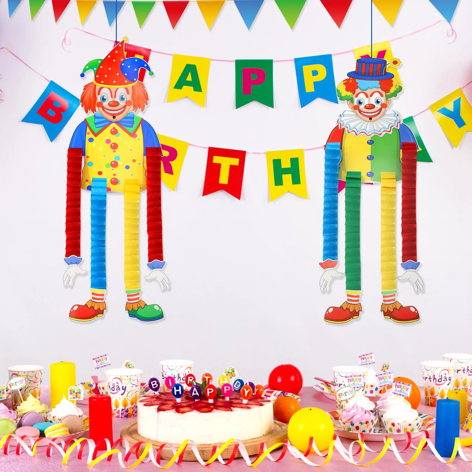 Mumjooyi Décoration de Clown Bannière Suspendue 2 Pièces pour Carnaval Mardi Gras