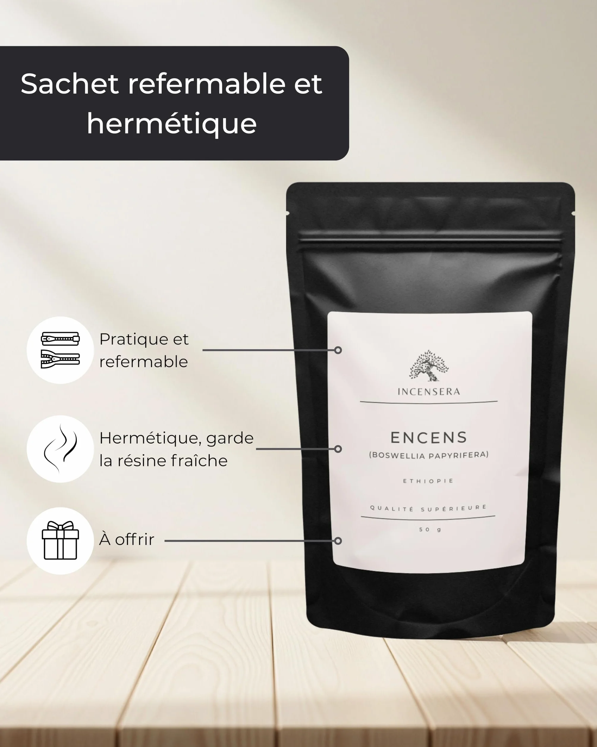 Encens Naturel en résine Boswellia Papyrifera 50g - Oliban éthiopien pour Purification