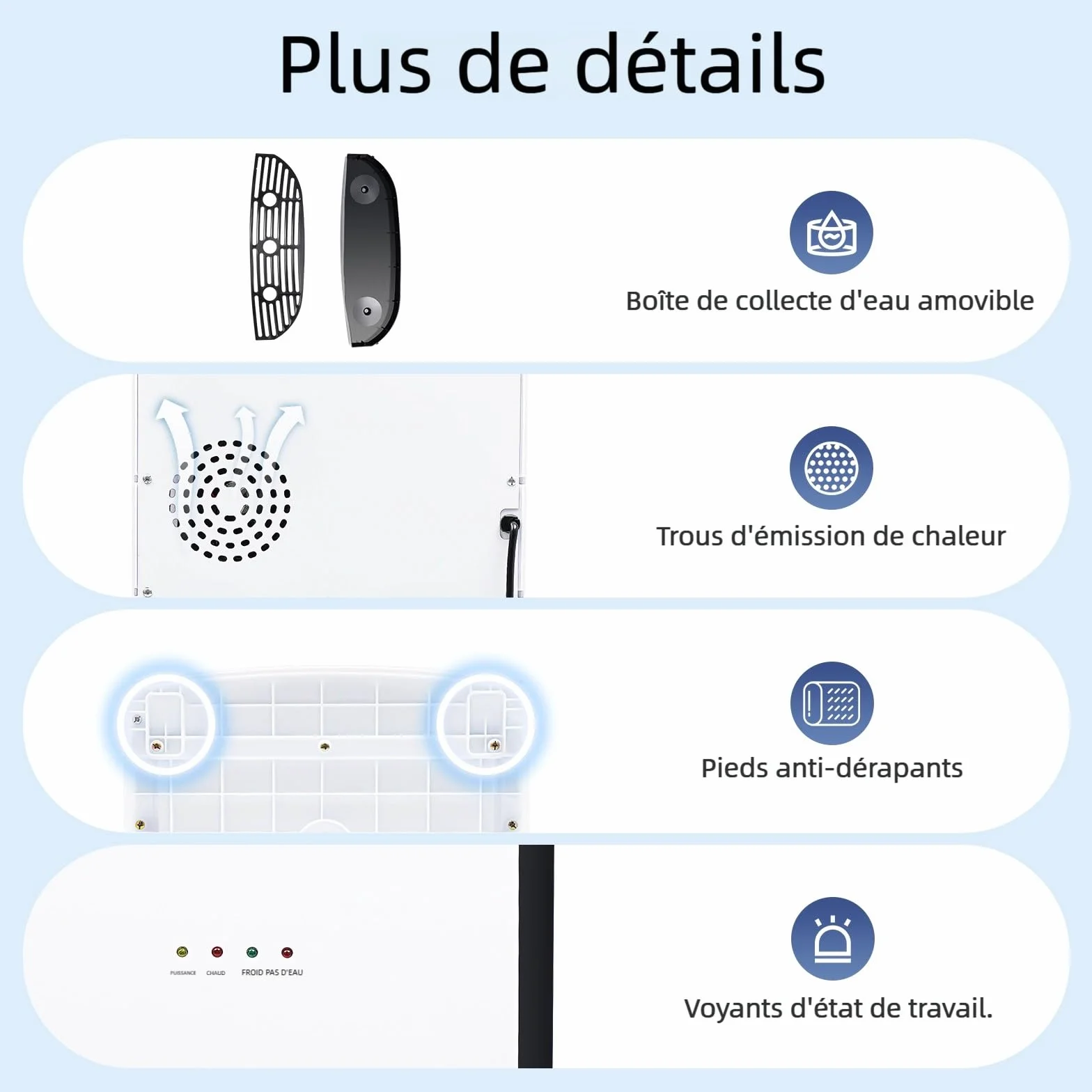 Distributeur d'eau Froide/Chaude sur Pied, Fontaine à Eau Compatible Bonbonnes, Chauffage/Refroidissement Rapide