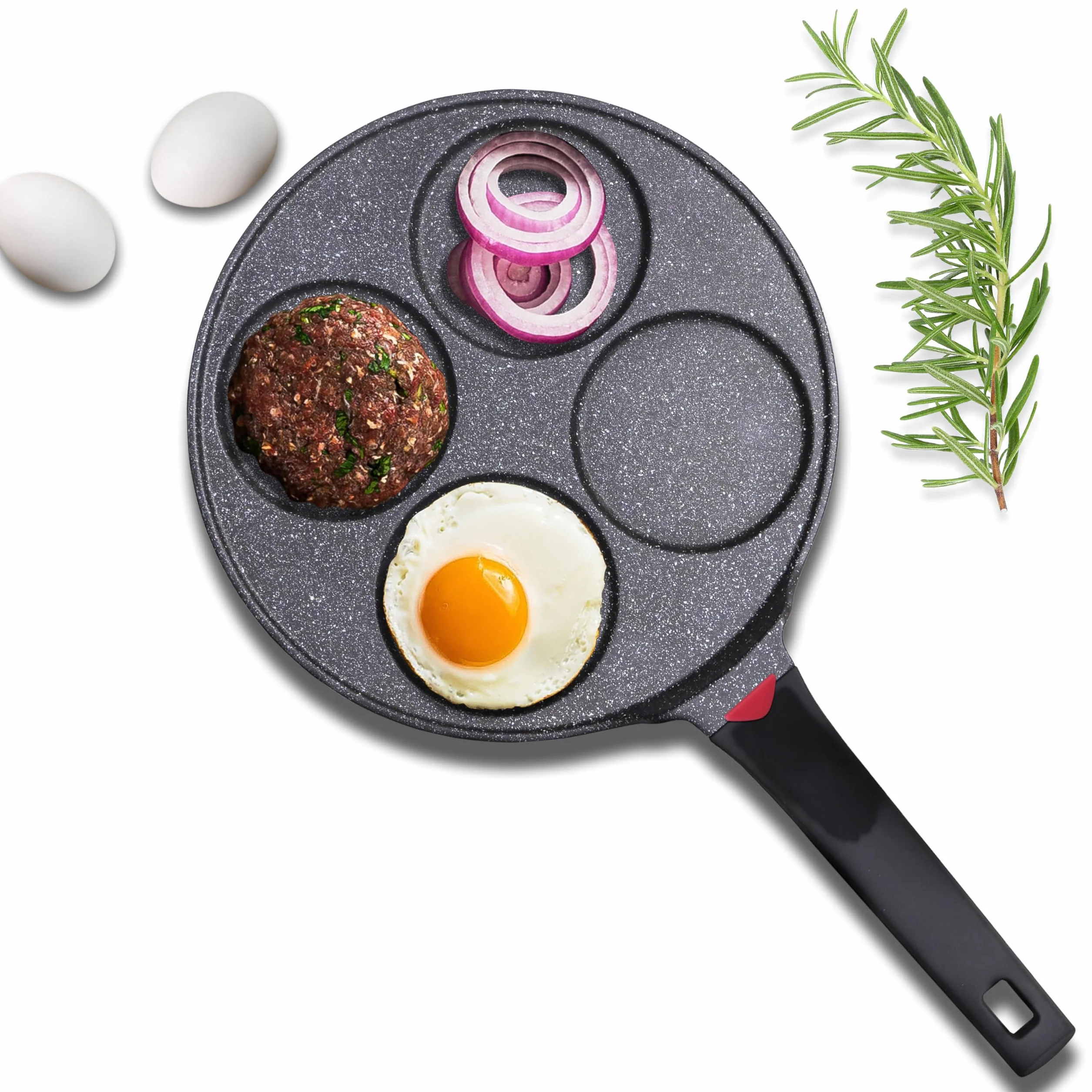 INTIGNIS Poêle à frire antiadhésive céramique 27 cm pour mini-crêpes 4 moules Induction