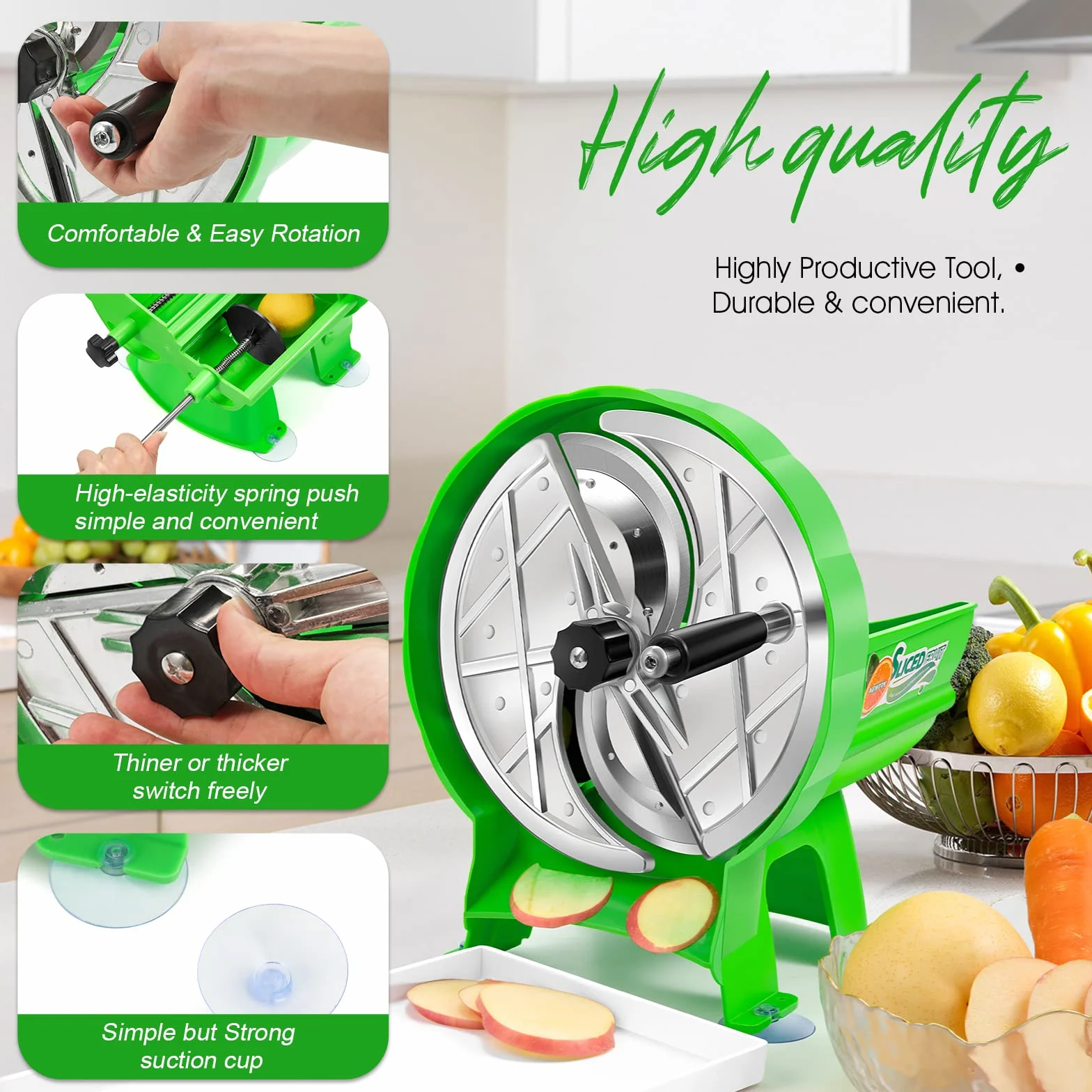NEWTRY Trancheuse de fruits et légumes manuelle 0.8-9mm ajustable